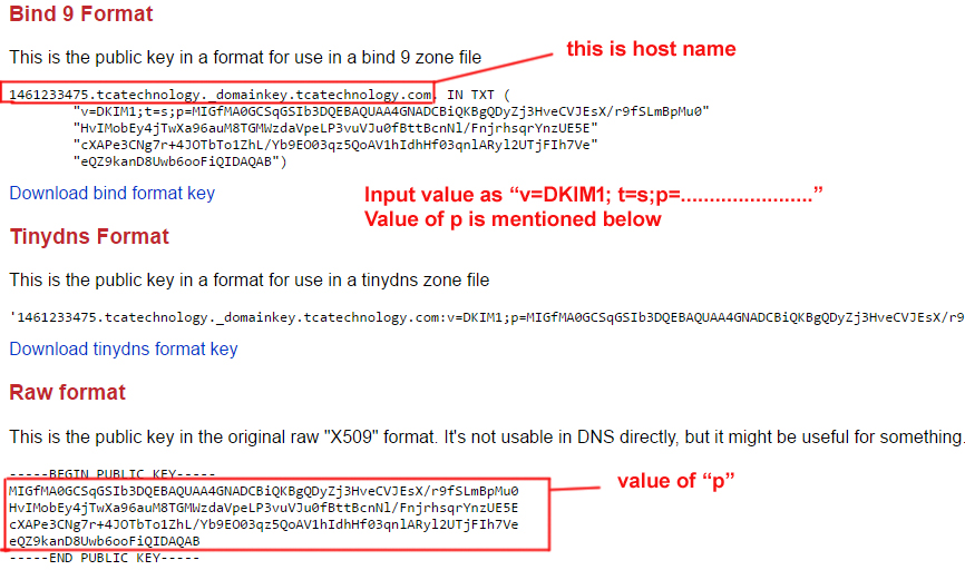 dkim selector and key